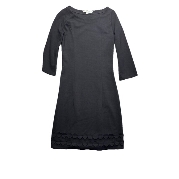 Boden Women’s Sz 4 Black Ponte Knit Sheath Circle Appliqué Hem 3/4 Sleeve WH280 - Picture 2 of 14